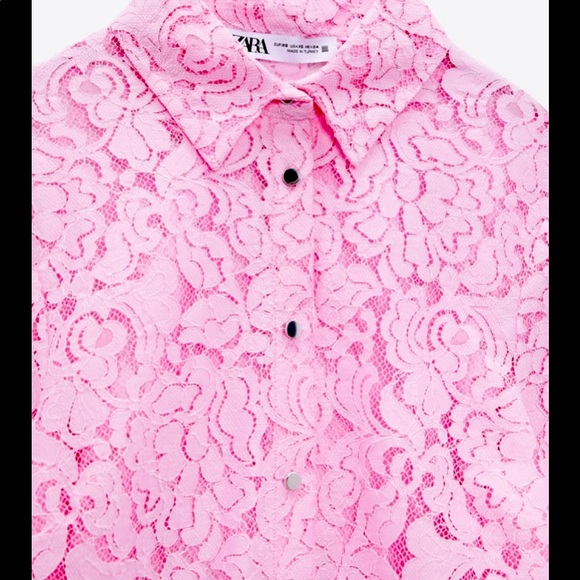 Zara Barbie pink semi sheer lace shirt - Picture 9 of 13